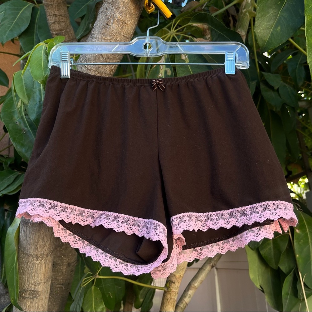 Delicates Brown Shorts with Pink Lace!